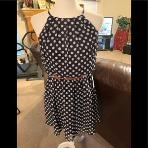 I.N. San Francisco Navy blue,white polka dress